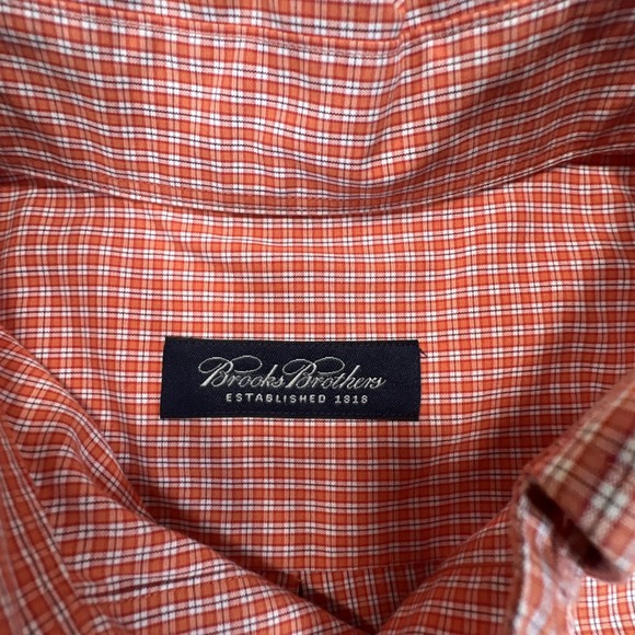 Brooks Brothers,Orange/White Plaid Men's Dress Shirt (Not sized) See Pictures - Picture 3 of 8